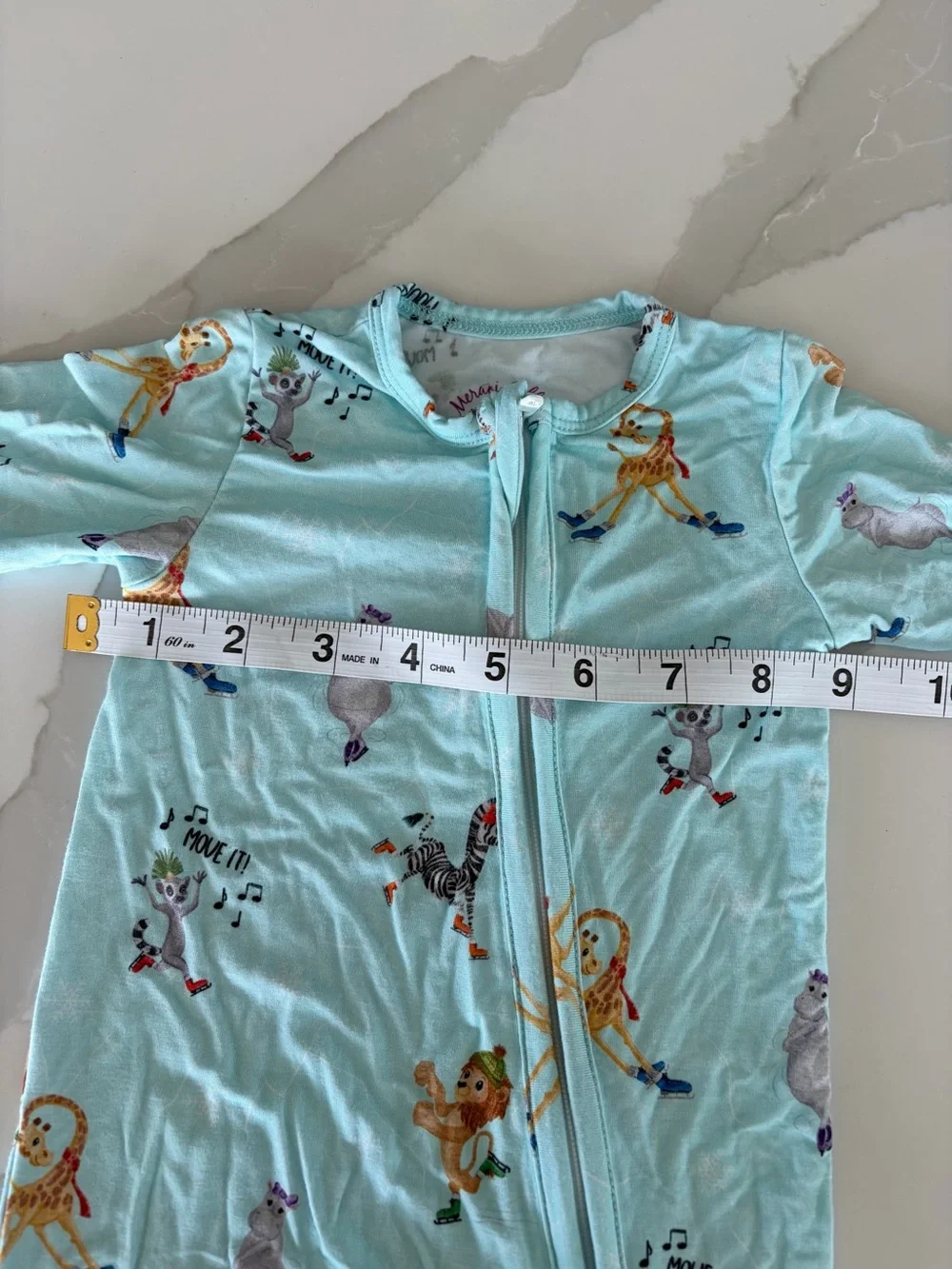 Meraki Hollow Move It Animals Dancing Print Bamboo Zippy Sleeper 3-6M